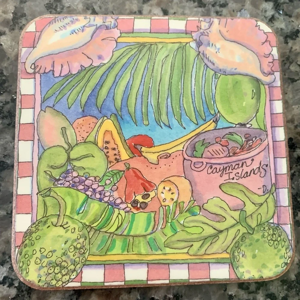 Vtg Pimpernel Caribbean Collection Set of 4 Coasters Cayman Islands